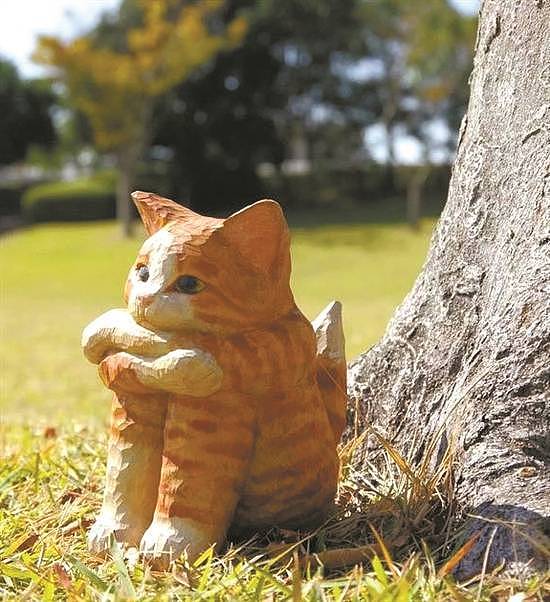 小猫木雕，憨态可掬 - 2