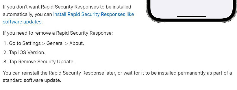 苹果 iOS 16 快速安全响应能更快用上安全补丁，用户也可手动删除 - 3