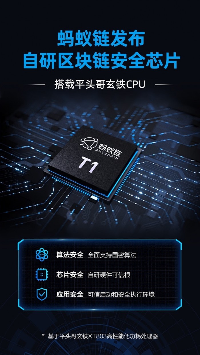 蚂蚁链发布自研区块链安全芯片T1 搭载平头哥玄铁CPU - 2