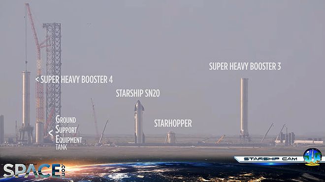 SpaceX将星际飞船原型SN20移至发射台 与B4助推器会合 - 1