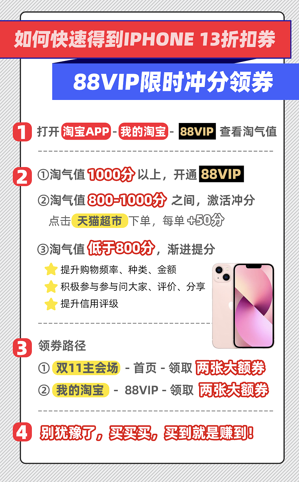 天猫：买 iPhone 13/Pro 可以用 88VIP 大额消费券，最高减 600 元 - 5