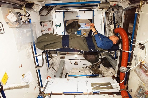 国际空间站上的睡眠方式。