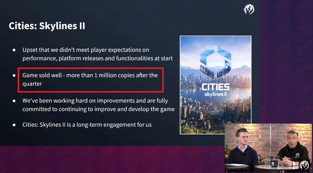 《城市天际线2》销量突破100w份，此前游戏发售质量未达玩家预期 - 2