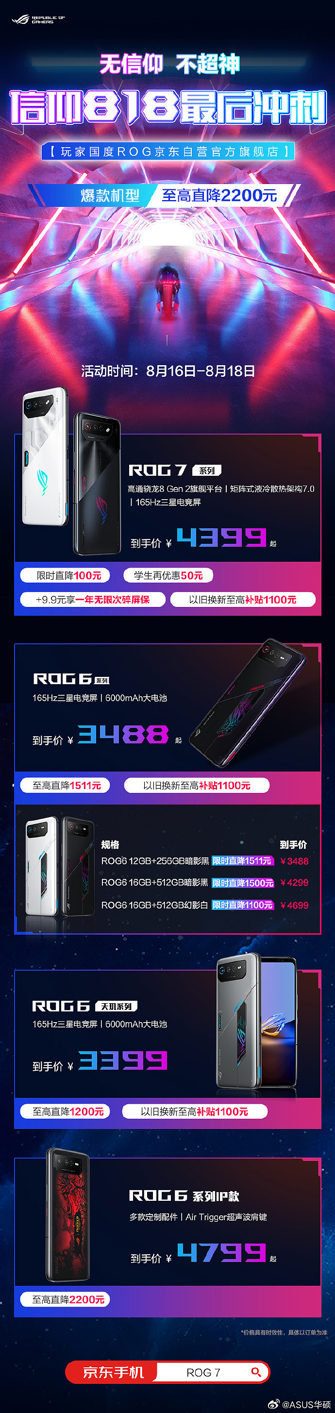 ROG 游戏手机 7/6 系列降价，后者最高直降 3100 元 - 1