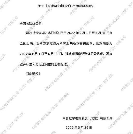 电影《长津湖之水门桥》宣布密钥延期至6月30日 - 1