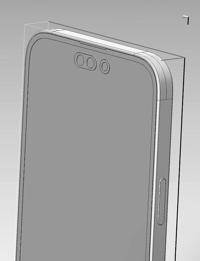iPhone 14 Pro Max的CAD图曝光 感叹号取代刘海 边框窄了20% - 2