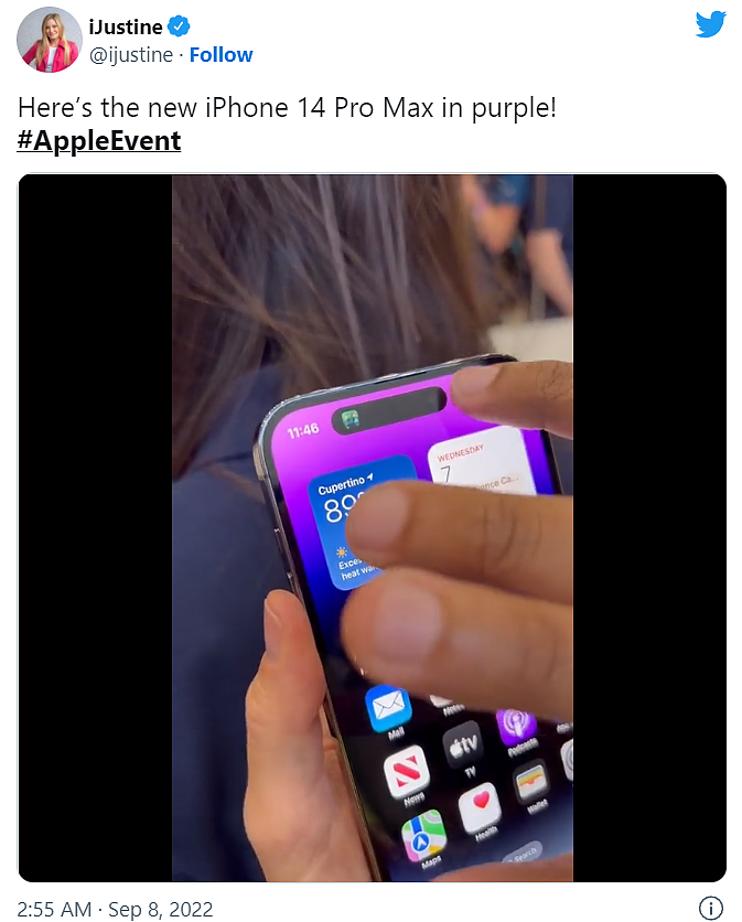 苹果 iPhone 14 Pro / Pro Max 真机上手图亮相，搭载灵动岛药丸屏 / AOD 息屏显示 - 5