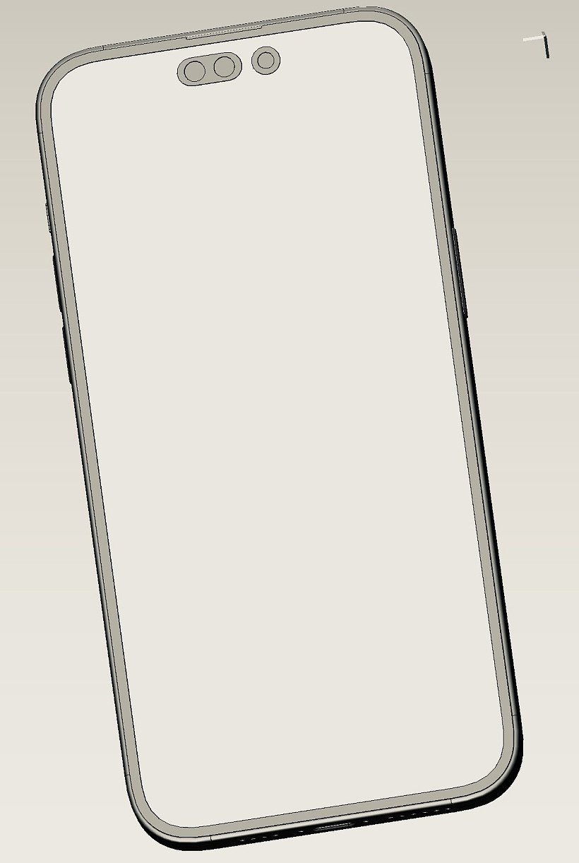 苹果 iPhone 14 Pro Max 手机最新 CAD 图片曝光：感叹号挖孔屏，药丸直径 7.15mm，边框尺寸缩窄近 20% - 3