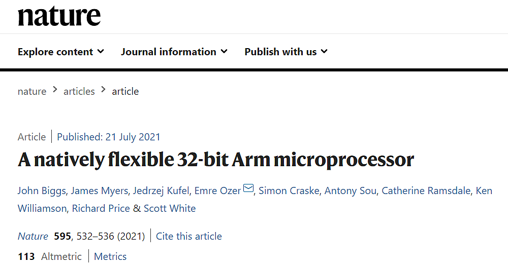 Arm塑料芯片登Nature：0.8μm，首款柔性原生32位微处理器 - 1