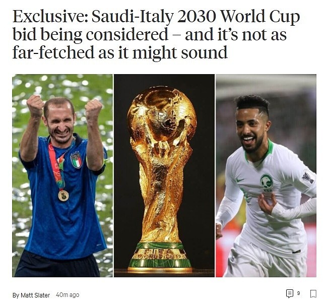 The Athletic：沙特寻求联合申办2030世界杯，最可能联手意大利 - 1