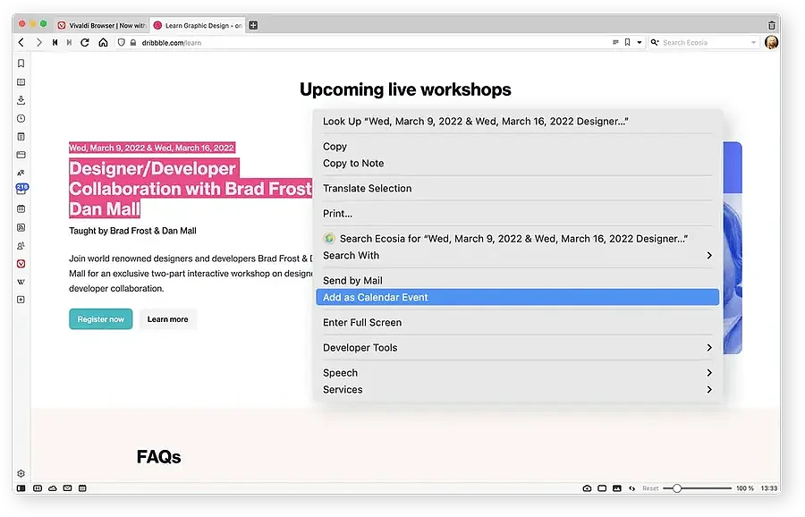 Vivaldi推免费内置电子邮件客户端 已整合Calendar和Feed Reader - 3