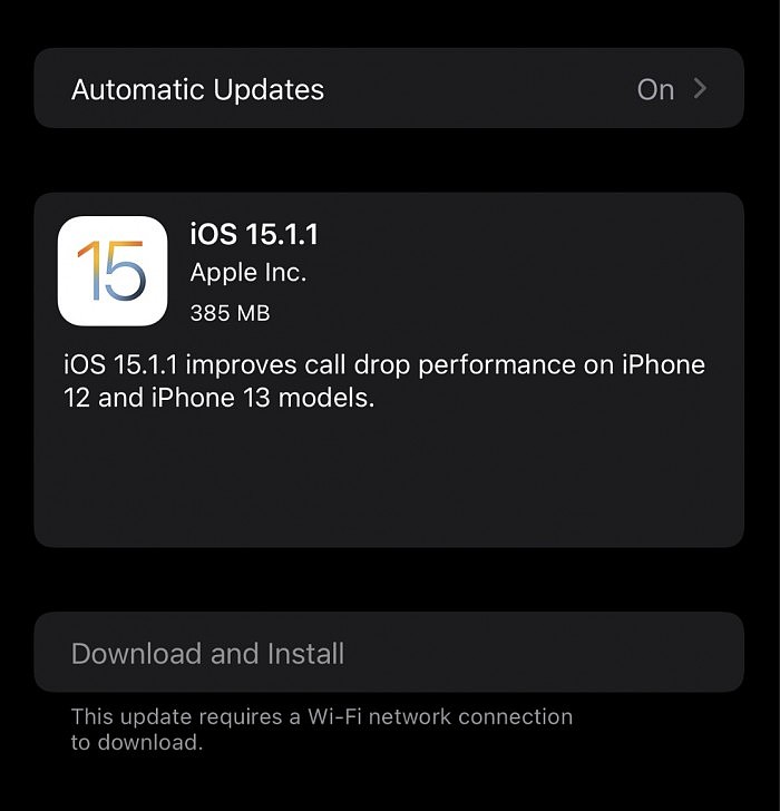 iOS 15.1.1发布 修复iPhone 12/13呼叫时掉话问题 - 1