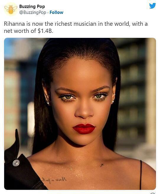 Rihanna成为全球最富有歌手 身价14亿美元 - 2