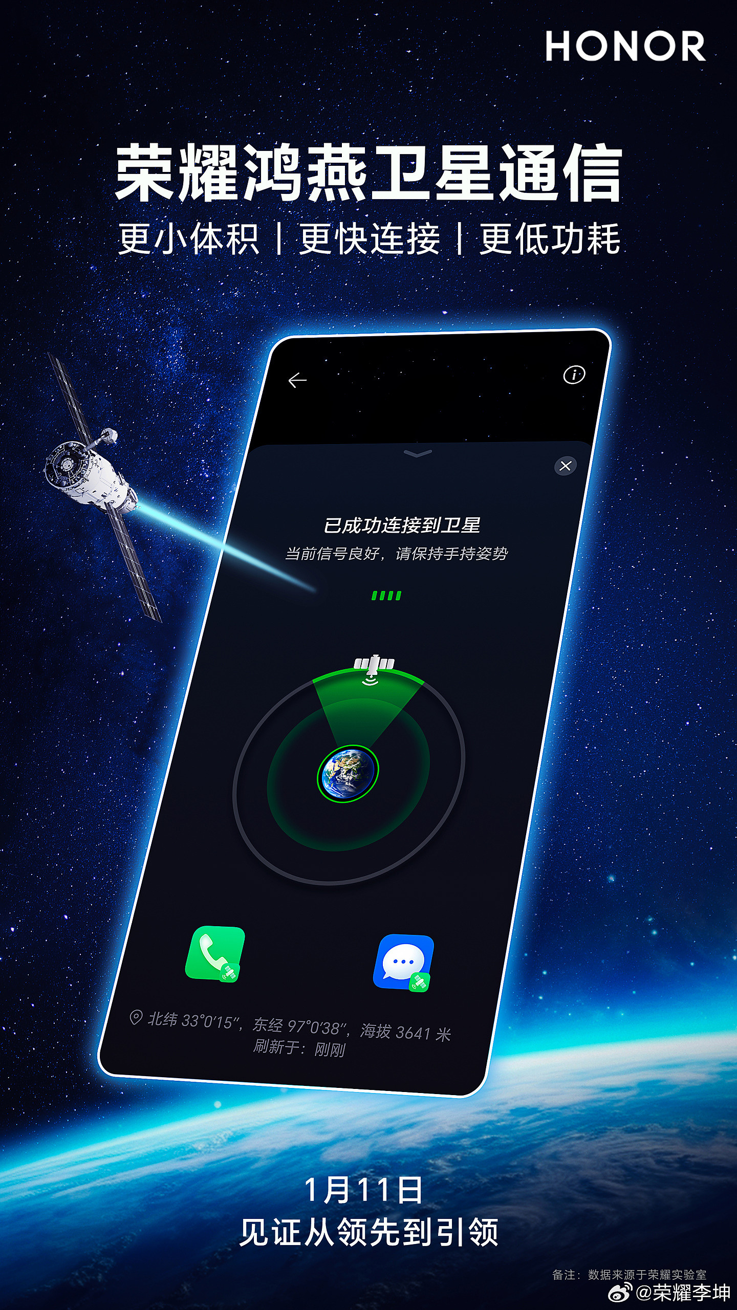 荣耀李坤：鸿燕卫星通信技术共享给手机全行业 - 1