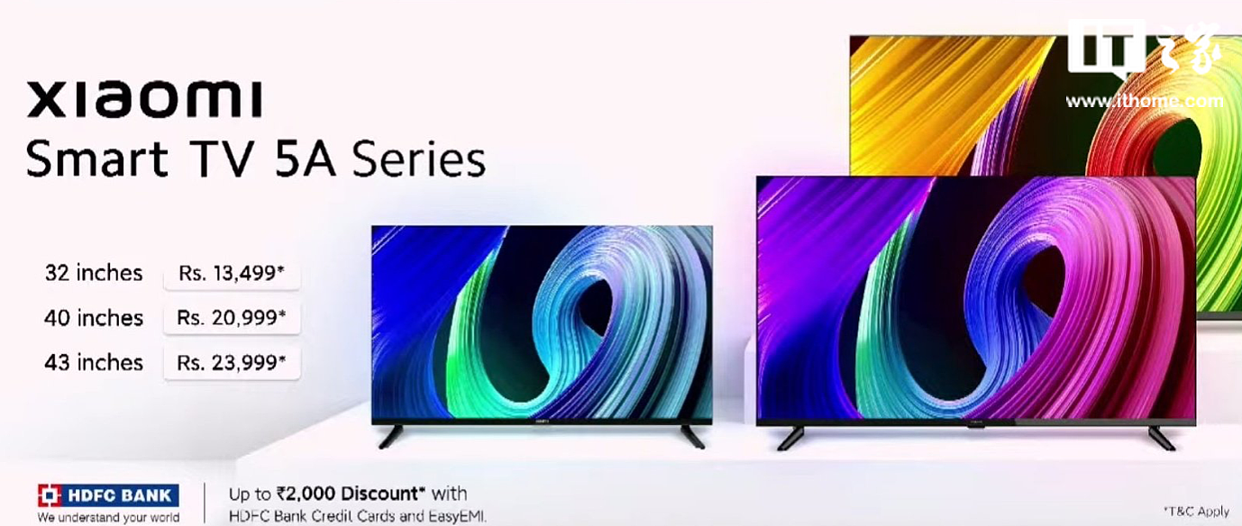 小米在印度推出 Xiaomi TV 5A 系列电视：32/40/43 英寸，最高 1080p 分辨率 - 1