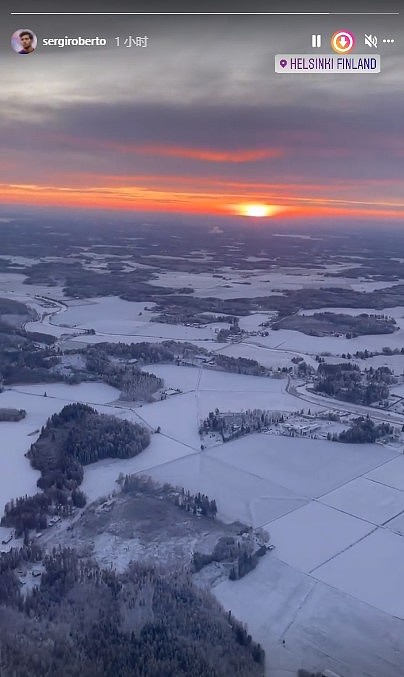 罗贝托个人INS晒芬兰雪景图，明天将接受手术