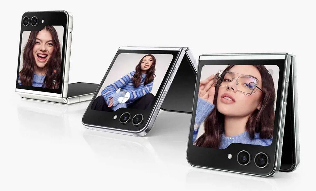 三星 Galaxy Z Flip5 手机渲染图曝光：折叠下无缝、外屏支持键盘输入 - 3