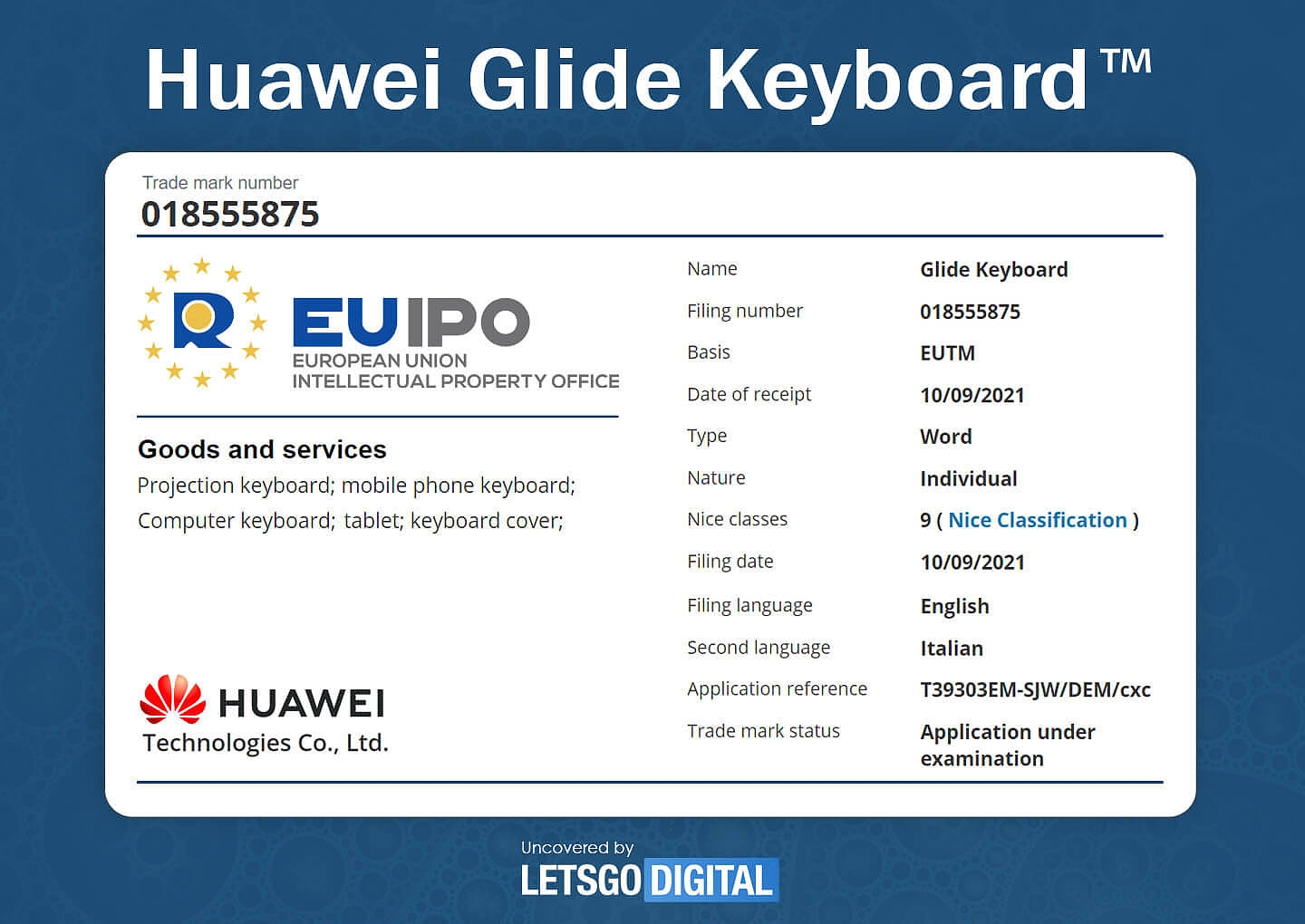 华为在欧洲申请“Glide键盘”商标：将用于智能手机或平板 - 2