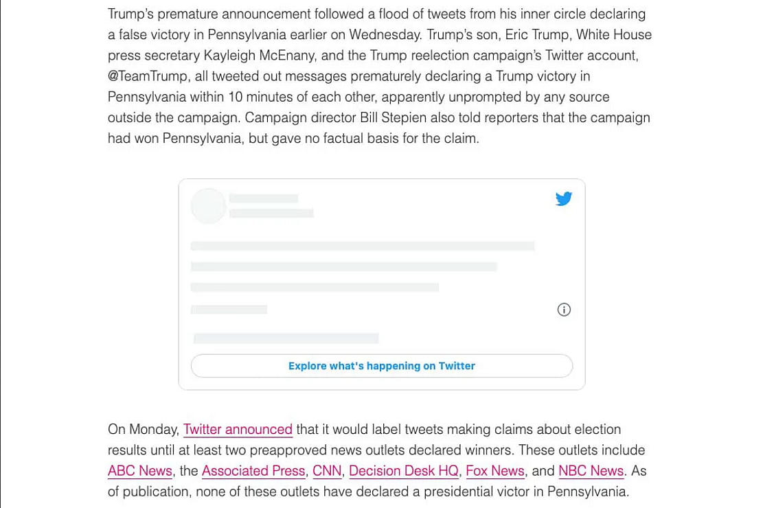 Twitter撤回了将嵌入推文时被删内容留白的争议性变动 - 1