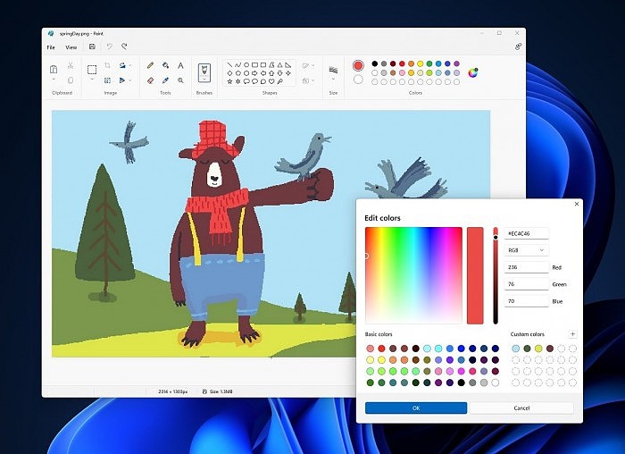 微软画图应用更新：升级“编辑颜色”、“调整大小和倾斜”等对话框 - 3
