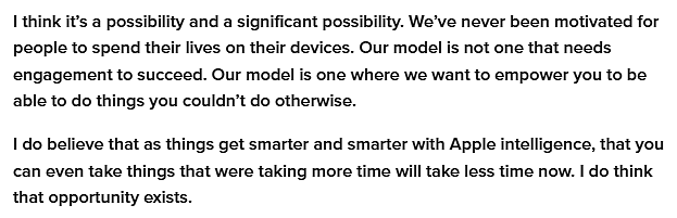 苹果 CEO 库克：Apple Intelligence 可能会让我们少刷手机，妙控鼠标设计很关键 - 3
