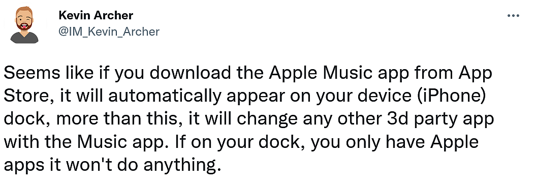 非官方有意为之：重新安装苹果音乐会踢掉Dock栏中的其他应用 - 1