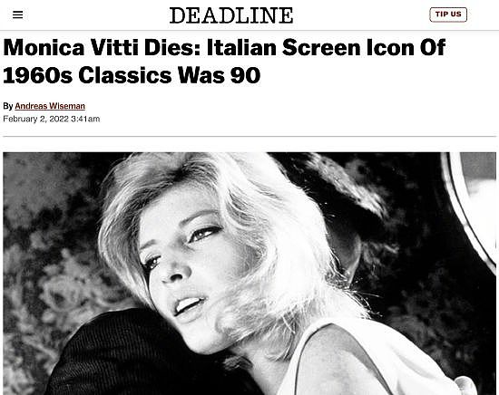 外媒曝意大利知名演员莫尼卡·维蒂去世 享年90岁 - 1