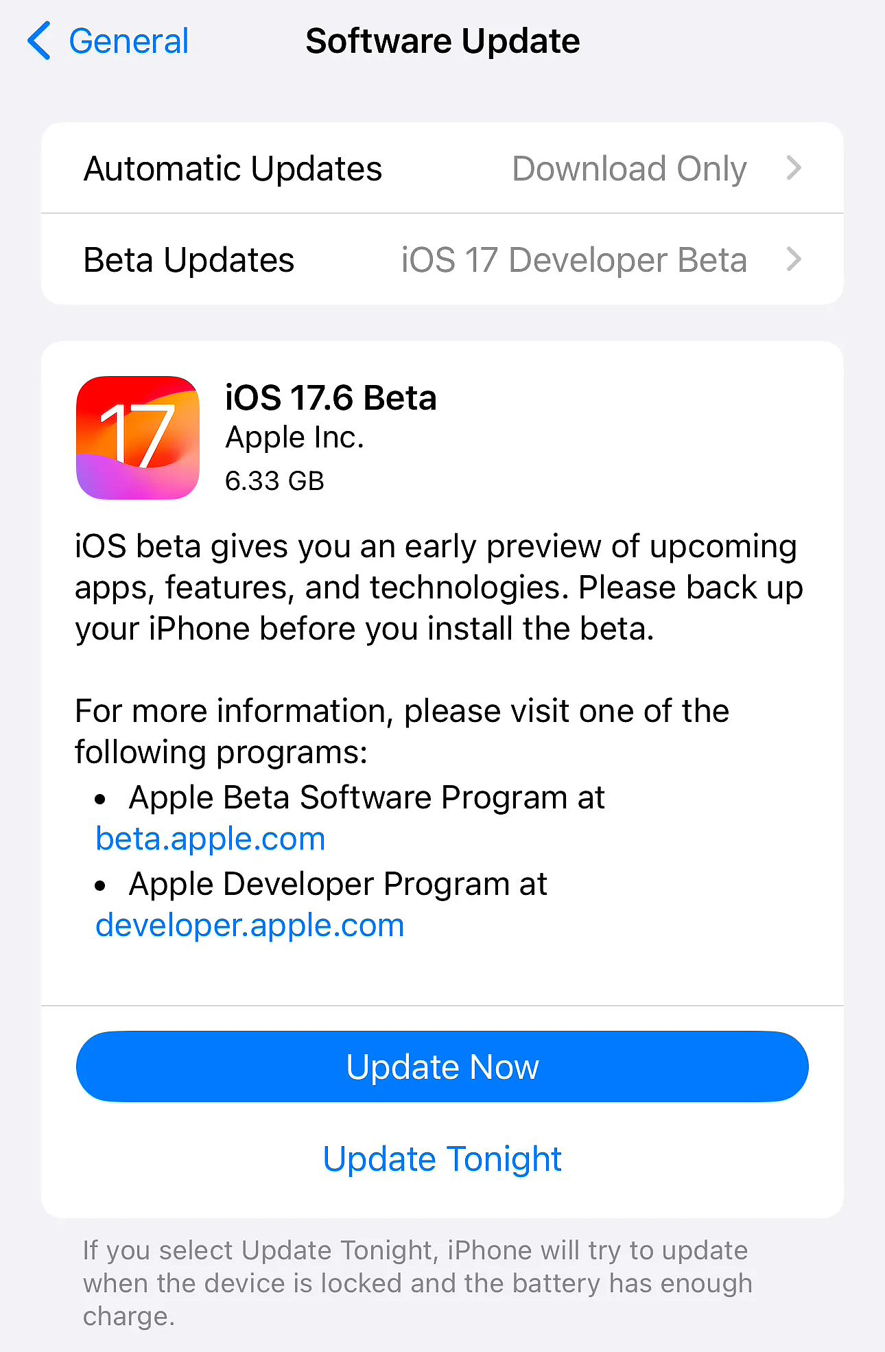 苹果 iOS / iPadOS 17.6 开发者预览版 Beta 发布 - 2