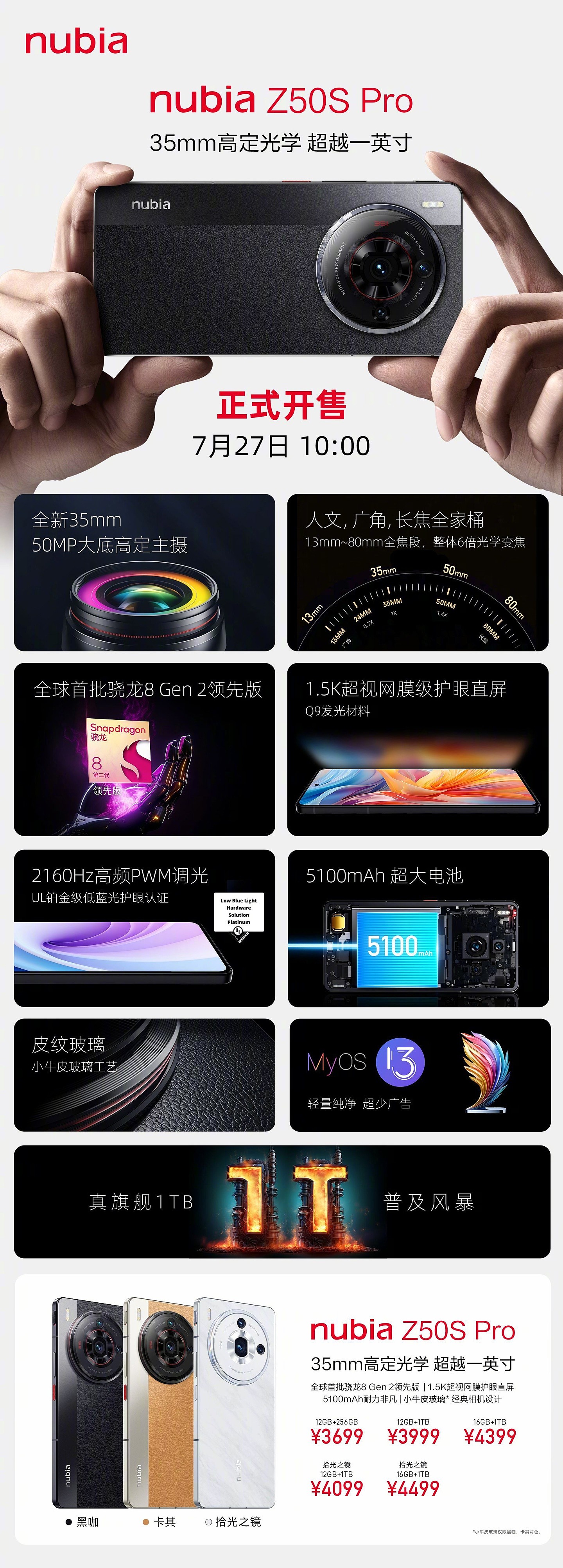 3699 元起，努比亚 Z50S Pro 手机今日开售：搭载骁龙 8 Gen 2 领先版、35mm 定制光学 - 1