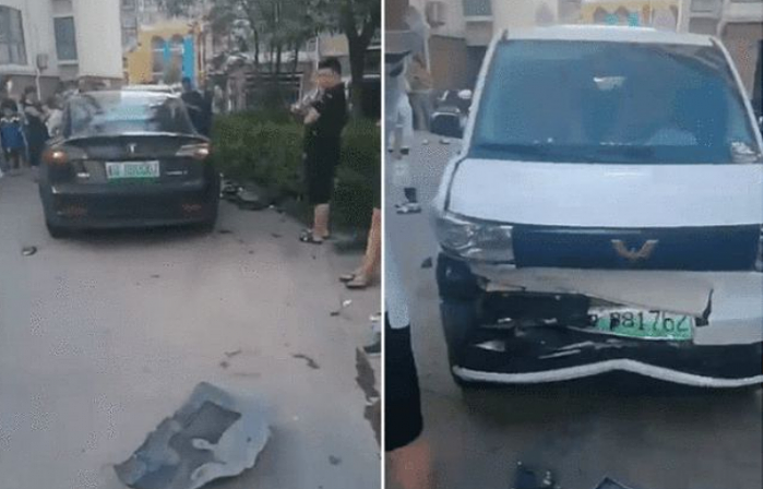 临沂一特斯拉发生事故：视频车突然加速 导致7辆车受损 - 1