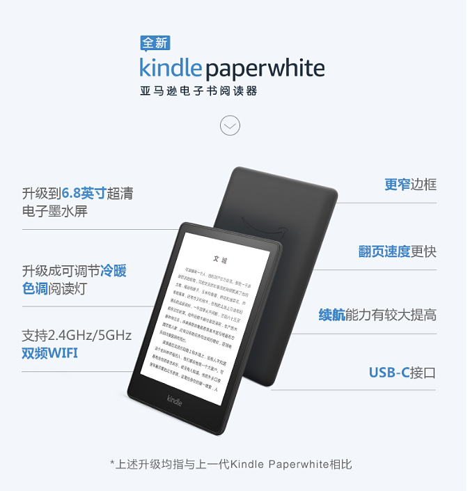 亚马逊全新 Kindle Paperwhite 发布：搭载 6.8 英寸 300ppi 超清电子墨水屏，可调节冷暖光，USB-C 接口，IPX8 级防水 - 7