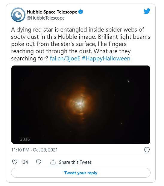 NASA哈勃望远镜以一张垂死恒星的诡异照片来庆祝万圣节 - 2