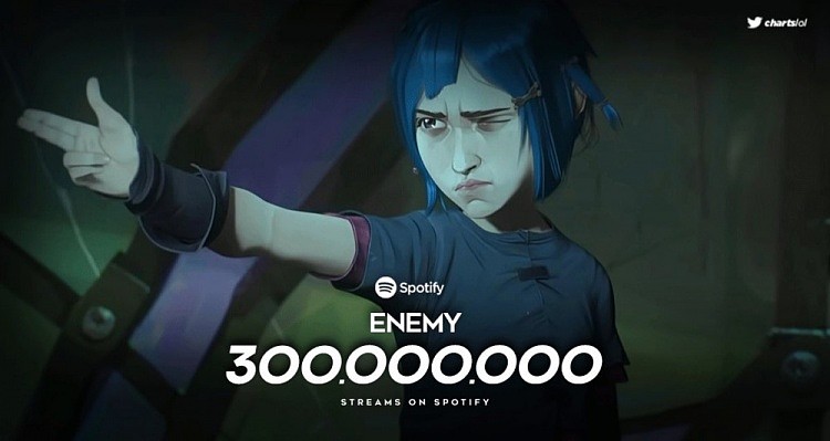 双城之战全球主题曲《Enemy》在Spotify上的播放量已超过3亿 - 1