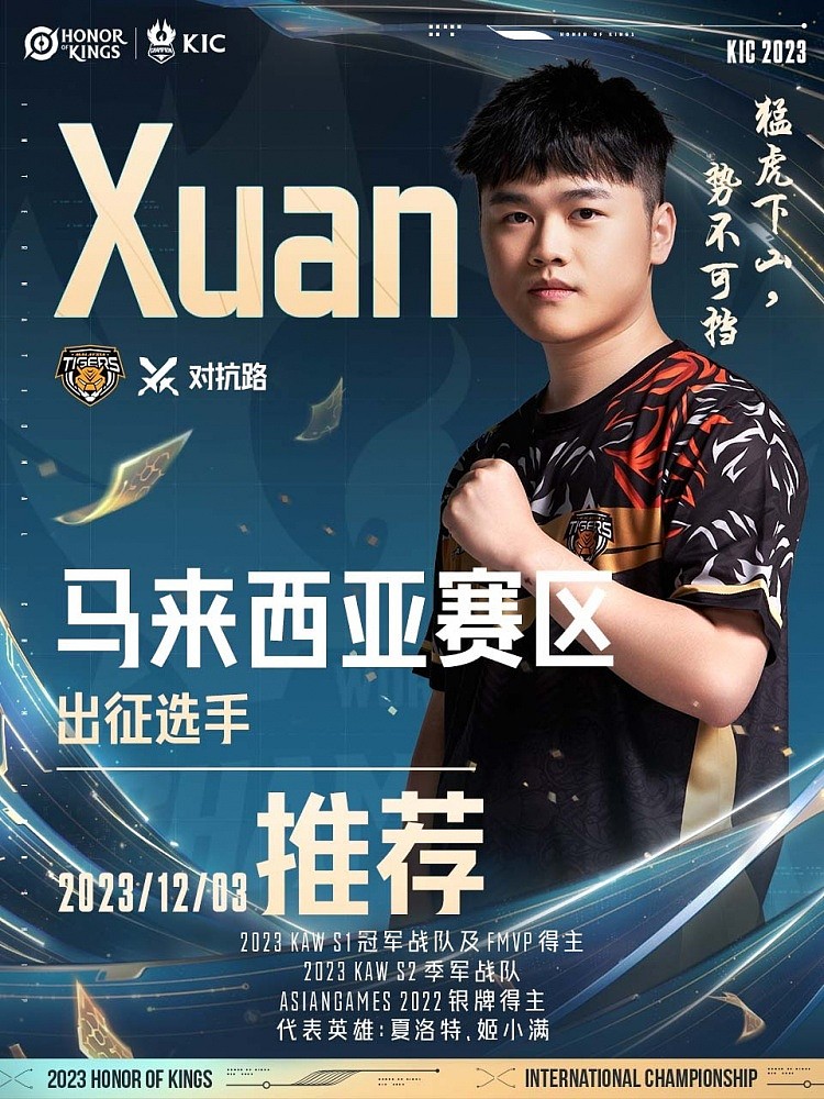 王者世冠选手介绍马来西亚选手Xuan：2023KAW冠军战队及FMVP得主 - 1