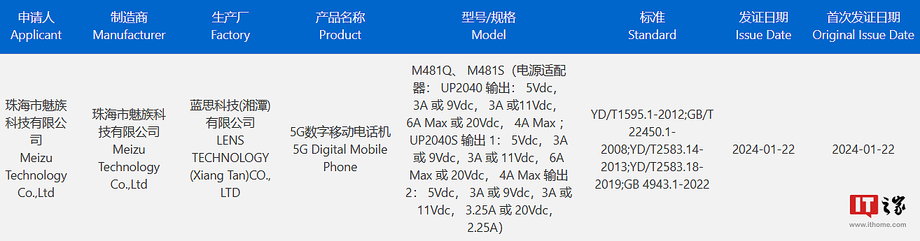 魅族 21 Pro 手机三证齐全：备案 80W 快充，消息称 2K + 大面积超声波指纹 - 1