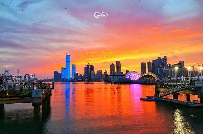 英语新闻｜Splendid sunset glow shines in Qingdao - 3