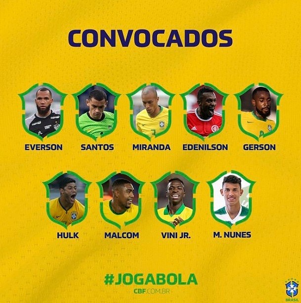 官方：巴西补招维尼修斯、马尔科姆、胡尔克、米兰达等9将 - 1