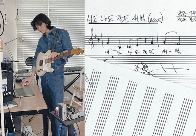 Kevin Oh曬出兩人合作歌曲的樂譜。（圖／翻攝自Kevin Oh IG@kevinoh_）