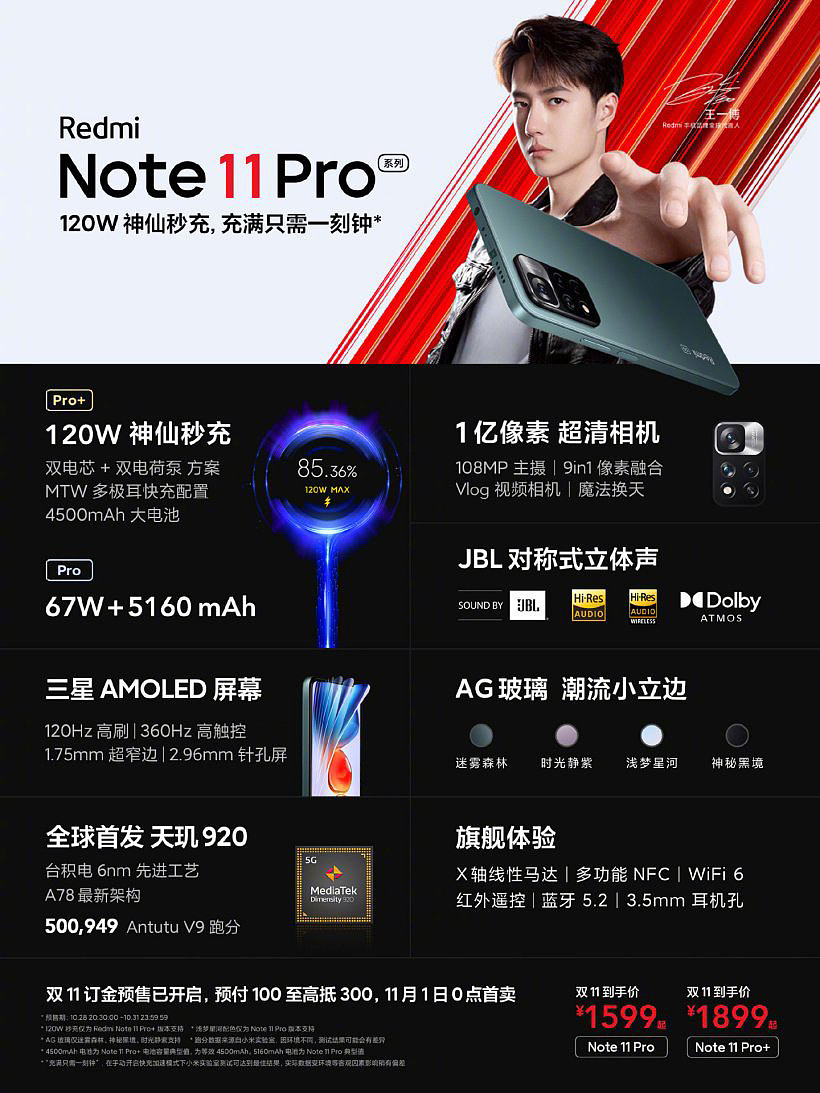 首发 1599 元起，Redmi Note 11 Pro/Pro + 今晚 24 点开售：120Hz AMOLED 屏，最高支持 120W 快充 - 5