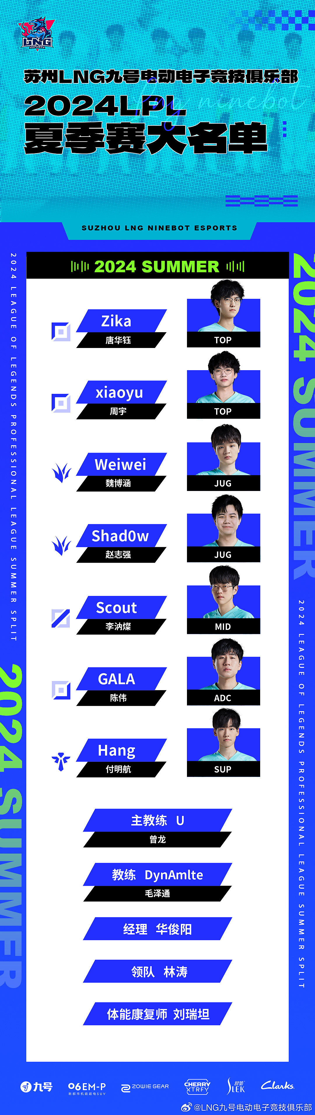 LNG夏季赛大名单：新增上单xiaoyu和打野Shad0w！主教练U！ - 1