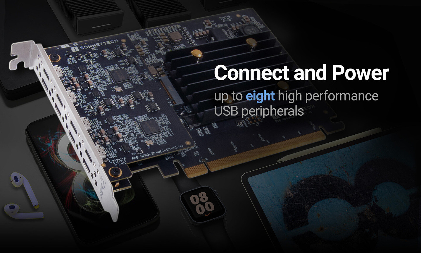 Sonnet发布8端口10Gbps USB-C PCIe 3.0适配器卡 - 1