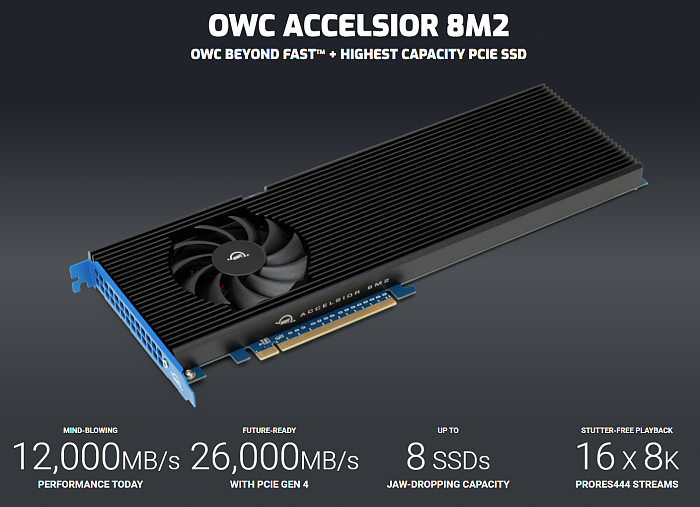 OWC 推出 Accelsior 8M2 PCIe 固态硬盘：兼容 Mac Pro，最大容量 64TB - 1