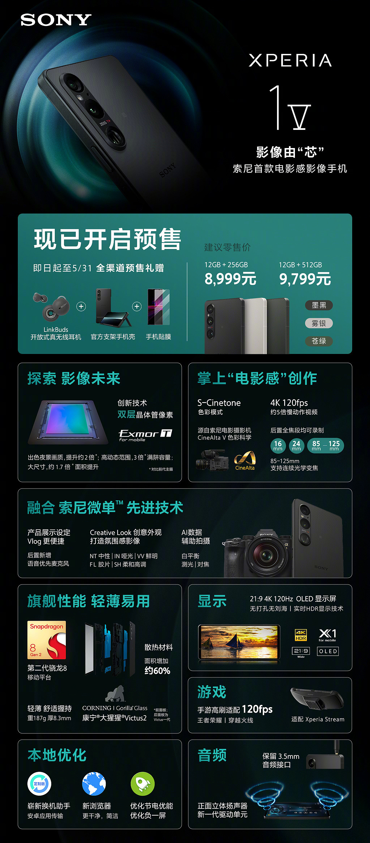 8999 元起，索尼 Xperia 1 V 手机发布：首发次世代 Exmor T 双层晶体管像素结构的堆栈式影像传感器 - 1