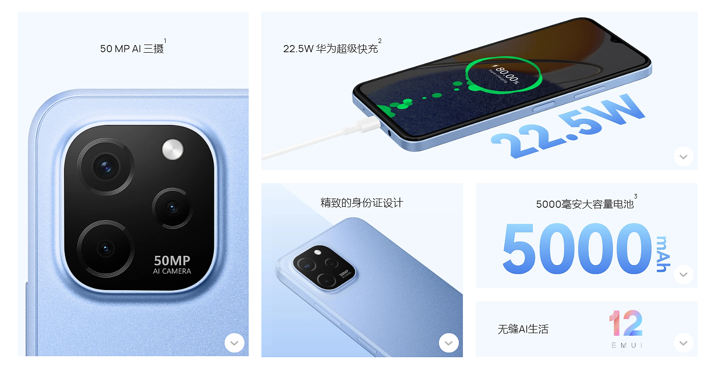 华为 nova Y61 海外发布：720p 水滴屏、50MP 主摄、5000mAh 电池 - 3