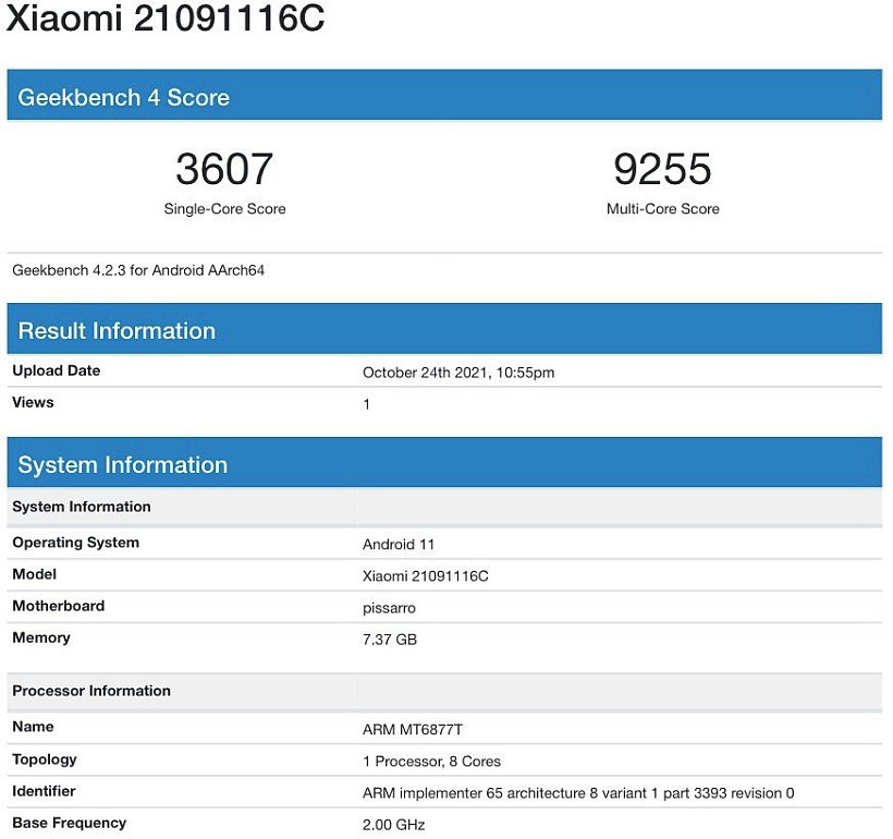 Redmi Note 11 Pro 现身跑分网站：搭载天玑 920 芯片，预装安卓 11 - 2