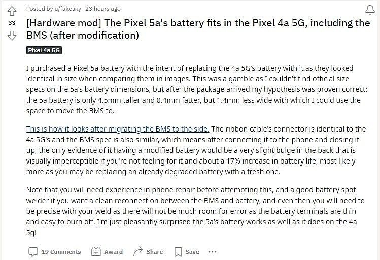 容量提升 17%， 谷歌 Pixel 4a 5G 确认可以使用 Pixel 5a 的电池 - 2