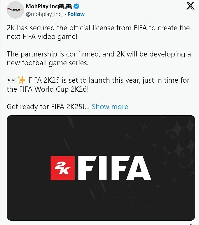 曝2K将开发《FIFA》新作：《FIFA25》今年就会发售 - 1