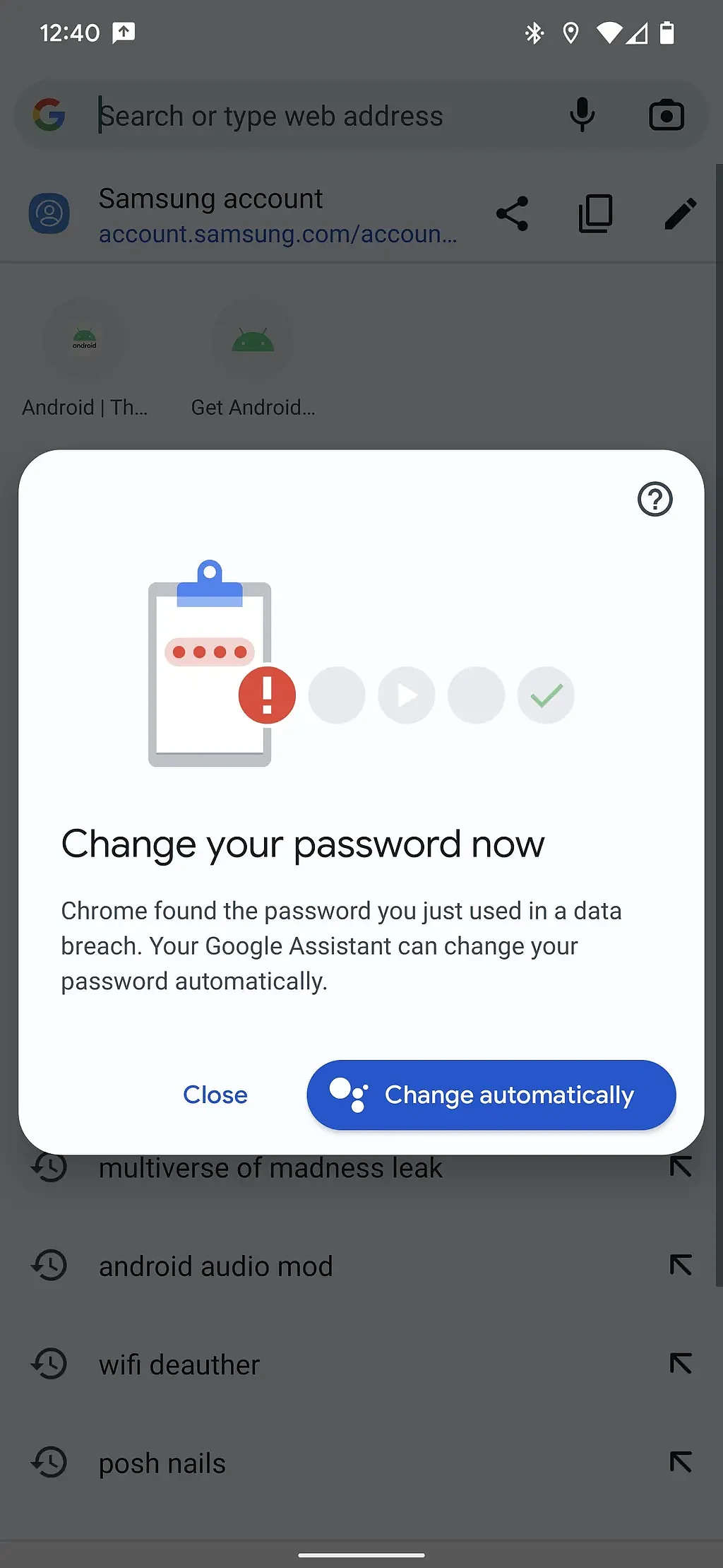 [图]Android端Chrome新特性：Assistant帮你修改被盗密码 - 2