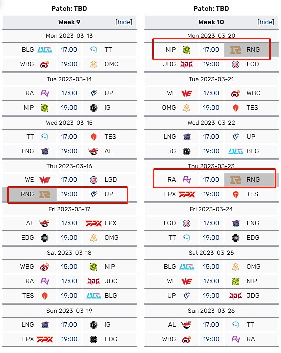 能否稳进季后赛？RNG后续将迎战UP、NIP、RA - 1
