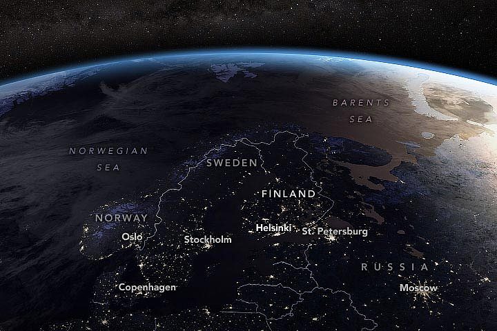 卫星图展示斯堪的纳维亚半岛冬季景象 - 1